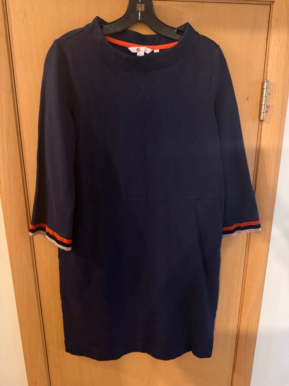 Boden Women’s Wide Collar Shift Dress Retro Mod Style Navy Blue Size 8
